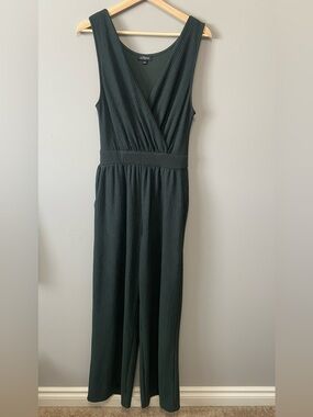 Eclipse Dark Green Sleeveless V-Neck Jumpsuit